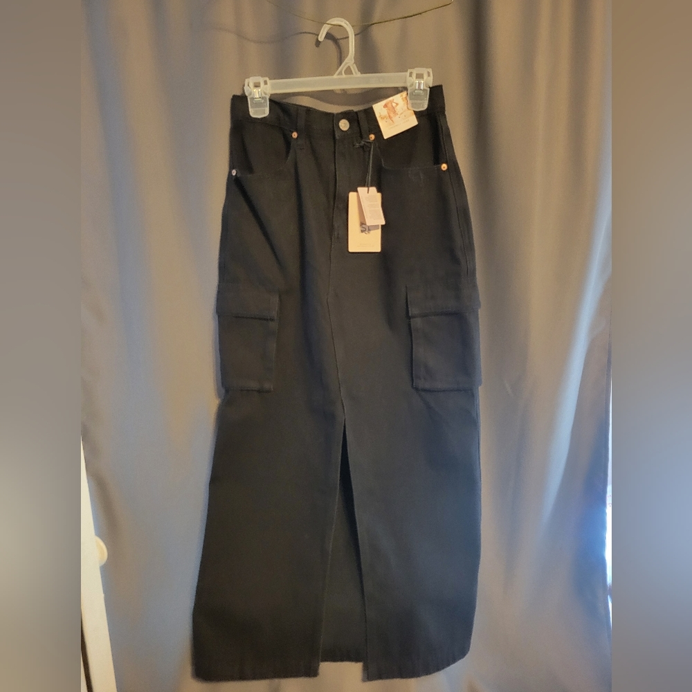 NWT Black Denim Skirt